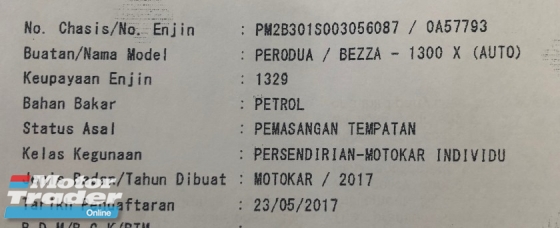 RM 35,800  2017 PERODUA BEZZA PREMIUM SPEC HARGA BOLEH BI