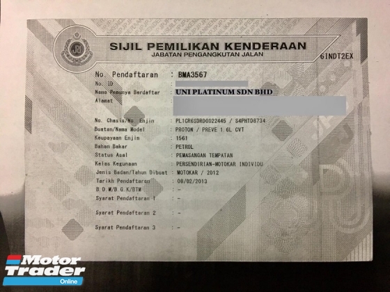 2012 PROTON PREVE 1.6 CFE (A)R3 BODYKIT 2 YEAR WARRANTY(TRUE YEAR MAKE)(LOW MILEAGE)(ONE OWNER)(CFE TURBO)