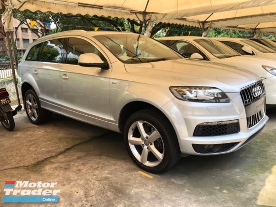 2014 AUDI Q7 S Line Quattro 3.0 Turbocharged 7 Seat MMi 2 Adaptive Hi-Low Suspension Automatic Power Boot Power Seat Multi Function Paddle Shift Steering Daytime Running LED Bi-Xenon Lights Bluetooth Connectivity Unreg