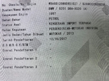 2013 BMW 5 SIRI 520I CBU Jepun Spec Reg 2017 Cam Tanpa Kunci Bumbung Matahari