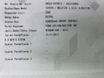 2015 TOYOTA VELLFIRE 2.4 ZG Reg 2017 天窗电源启动免费保修