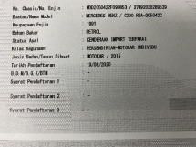 2015 MERCEDES-BENZ C-CLASS C200 2.0 (A) CBU Berdaftar 2020 Kamera Tanpa Kunci