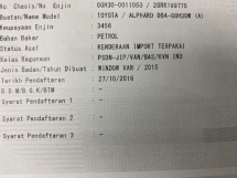 2015 TOYOTA ALPHARD 3.5 Reg. Lounge Eksekutif 16 Ditukar Facelift Baharu