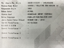 2018 TOYOTA VELLFIRE 2.5 (一个) 改款登记 2020 8座皮座凸轮