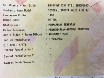 2022 TOYOTA YARIS 1.5 E Facelift 29K KM Selesai Kemasukan Tanpa Kunci 360 Cam