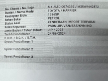 2022 TOYOTA Harrier 2.0 (A) G 360 Kamera p/boot tanpa kunci u/waranty2029