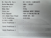 2021 Honda Odyssey Reg Absolute 2024 Kamera Boot Kuasa 2Power Pintu 