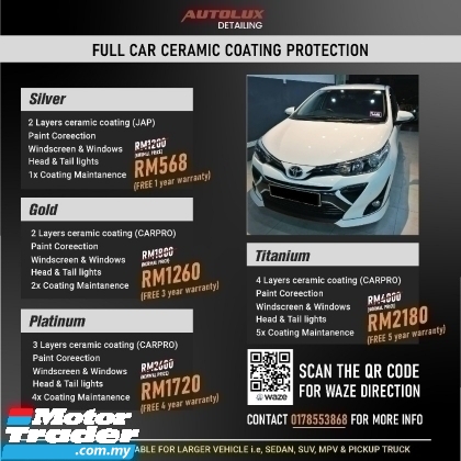 TOYOTA Full Car Ceramic Coating Protection RM568 only For Sedan Car Care > Scratch Repair