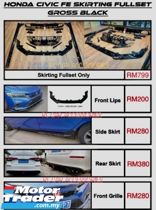 Honda Civic FE 2022 2023 2024 bodykit body kit front side rear skirt lip diffuser grill grille sarung cover Exterior & Body Parts > Car body kits 