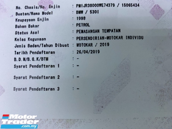 2019 宝马 5 SERIES 530I M-SPORT CKD FSR Under Warranty Till 2024