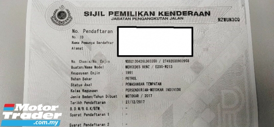 2017 MERCEDES-BENZ E-CLASS E200 2.0cc AVT (A) 107K KM, PERCUMA 2 JAMINAN TAHUN
