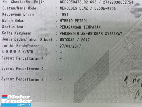 2017 MERCEDES-BENZ C-CLASS 350e AMG CKD Rekod Perkhidmatan Penuh Waranti Sehingga 25