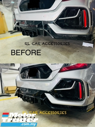 Honda Civic FC FE Type R akrapovic carbon rear exhaust pipe muffler tail pipes ekzos pipe bodykit body kit 20162024 lip Exterior & Body Parts > Body parts 