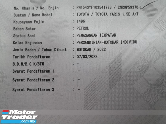 2022 TOYOTA YARIS 1.5 E Tahun Dibuat 2022 Perbatuan Pemilik Wanita 29000 km Sahaja Perbatuan Tulen ((( 3 JAMINAN TAHUN )))