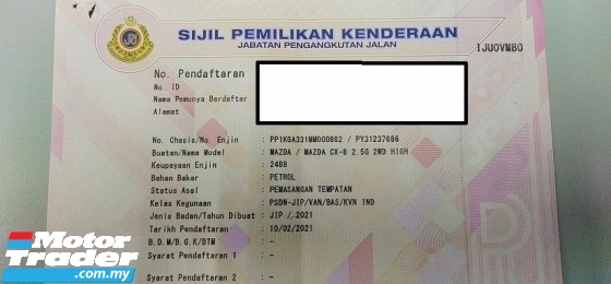 2021 MAZDA CX-8 2.5L TINGGI (A) 1 OWNER, L / MIL - 50K KM, WRRTY 2026
