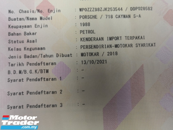 2018 PORSCHE 718 2.0 Turbo TAHUN DIBUAT 2018 Piala Sukan ((( PERCUMA 1 JAMINAN TAHUN ))) 2021