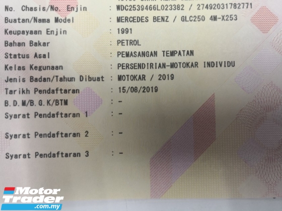 2019 MERCEDES-BENZ GLC-CLASS GLC250 AMG Tahun Dibuat 2019 Roda NZ Perkhidmatan Penuh CKD ((( PERCUMA 2 JAMINAN TAHUN )))