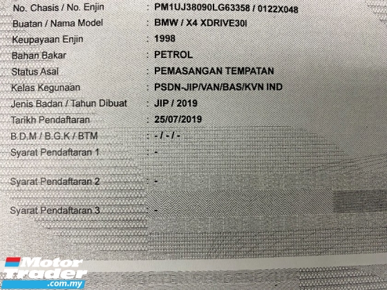 2019 BMW X4 2.0i M-Sport CKD 70K KM Full Service Free Warranty