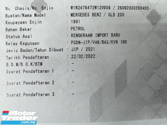 2022 MERCEDES-BENZ GLB 2.0 250 AMG Line CBU Rekod Perkhidmatan Penuh UW 2026